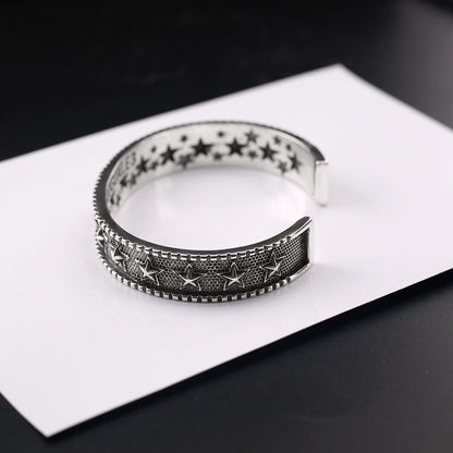 Retro five-pointed star open bracelet