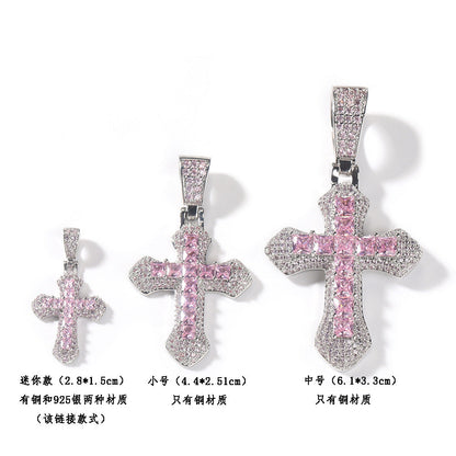 Gold-plated, diamond-encrusted mini cross necklace