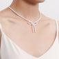 Pearl Chain Bow Knot Pendant Pearl Choker Necklace