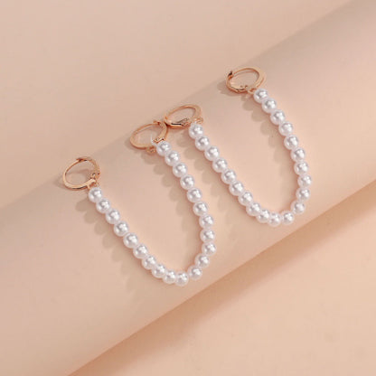 Vintage Large Round Bead Hoop Earrings