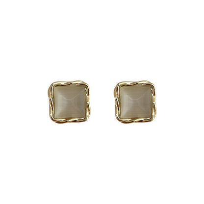 Opal Geometric Square Earrings