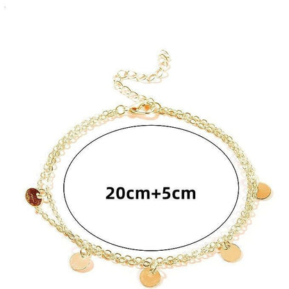 Disc Charm Layered Anklets Bracelet Beach Foot Jewelry