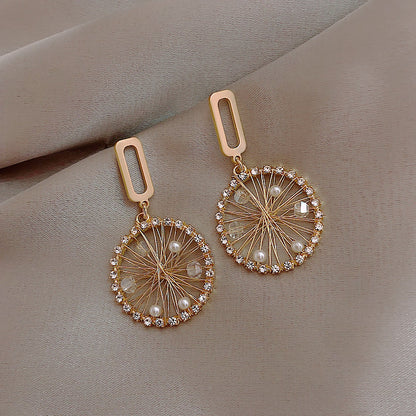 Rhinestone Beads Paving Dream Catcher Earring