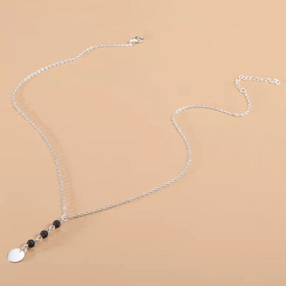 Long Disc Pendant Necklace