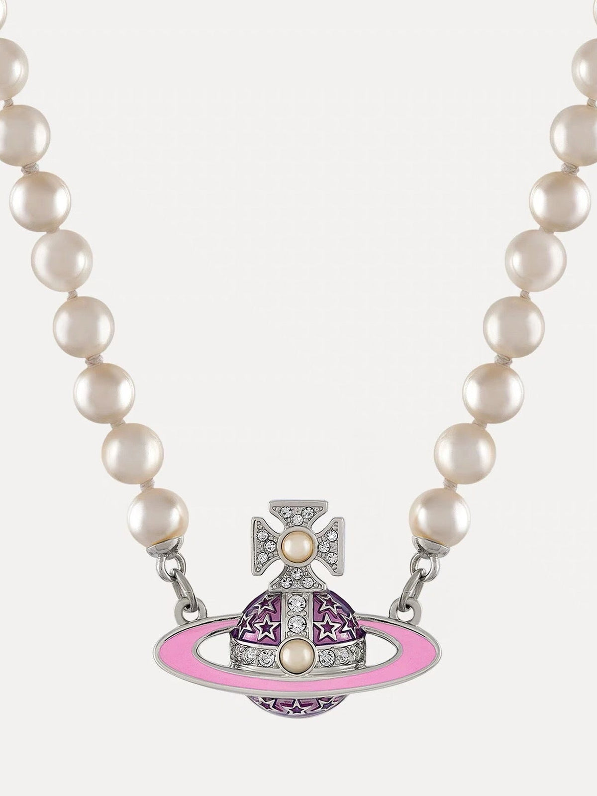 Women's Sterling Sier Classic Saturn Pearl Pin Necklaces