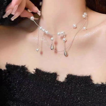 Pearl Fringe Double-Layer Necklace for Women