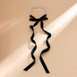 Long Black Velvet Ribbon Bow Choker