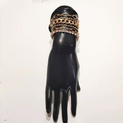 Multi-Layer Strips Rhinestone Chain Bracelet Sets