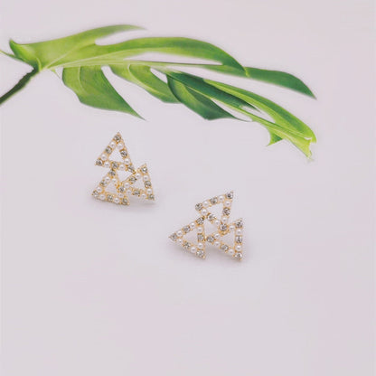 Geometry Rhinestone Triangle Stud Earrings