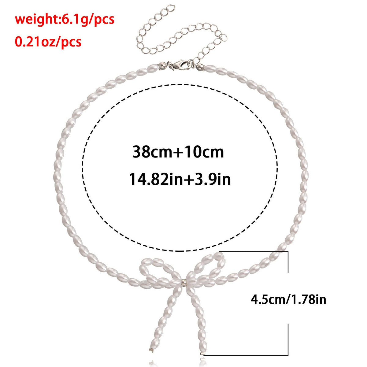 Pearl Chain Bow Knot Pendant Pearl Choker Necklace