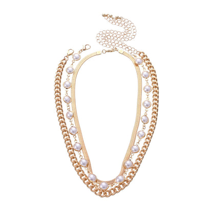 Layered Pearl Beads Choker Necklace for Women