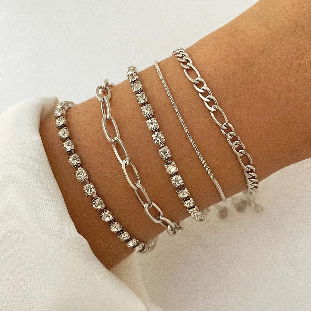 Women Tennis Chain Bracelet Set