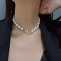 Fashion Imitation Pearl Beads Chain Letter B Pendant Necklace