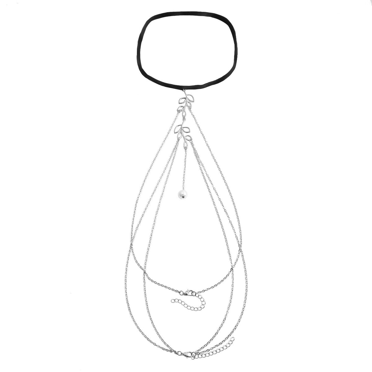 Multi Layer Tassel Pearl Clip Bead Leg Chain