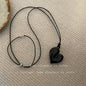 Cool Long Heart Pull Black Rope Necklaces