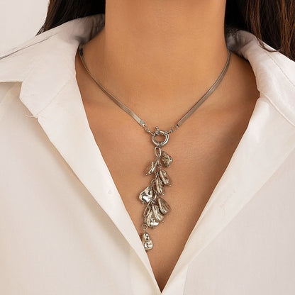 Snake Chain Necklace Retro Pearl Tassel