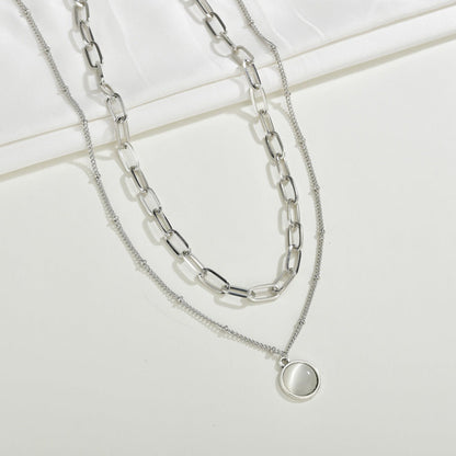 Multi-Layer Chain Opal Pendant Necklace