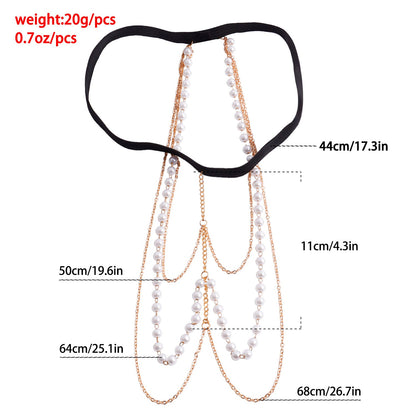 Sexy Beach Body Chain Nightclub Party Multi-layer Pearl Leg Chain