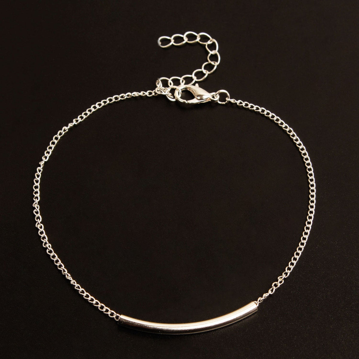 Women Square Tube Curved Bar Ankle Bracelets