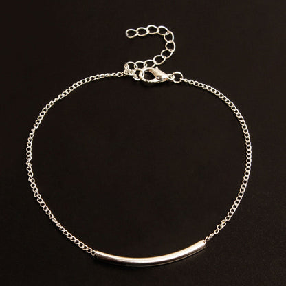 Women Square Tube Curved Bar Ankle Bracelets