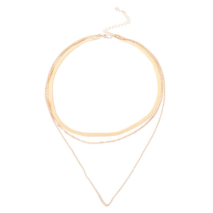 Punk Multi Layered Flat Blade Snake Link Chain Choker Necklace