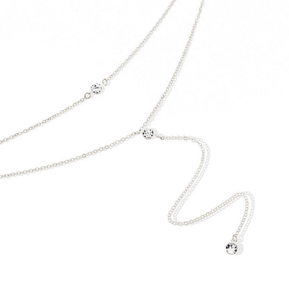 White Crystal Chain Necklace for Women