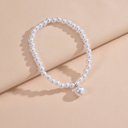 Pearl Beaded Anklet Chain Elastic Beach Foot Bracelet