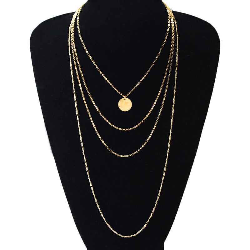 Link Chain Multi Layer Tassel Girls Pendant Necklace