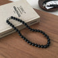 Nature Stone Black Red Beaded agate necklace