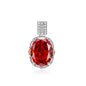 Multicolor Ice Flower Cut Oval CZ Pendant Necklace, 10*14mm 8A Cubic Zirconia, Two-Tone Pave CZ Halo with Pavé Top Frame, Adjustable Chain