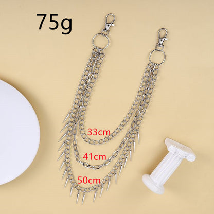 Punk Metal Rivets Pants Chain Multi-layer Waist Chain