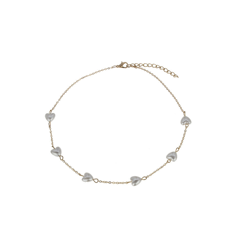 Gothic Baroque Pearl Heart Choker Necklace