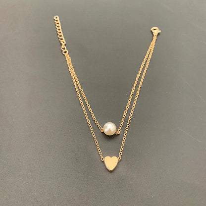 Double Layer Heart Charm Anklet Jewelry