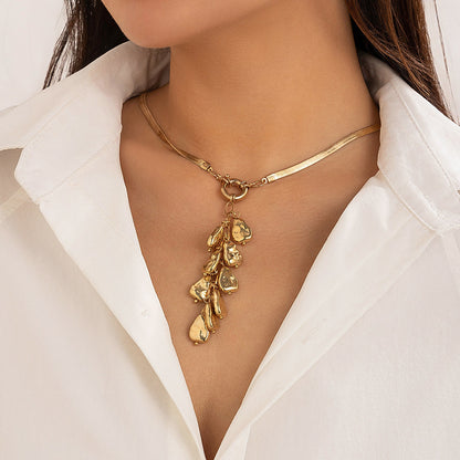 Snake Chain Necklace Retro Pearl Tassel