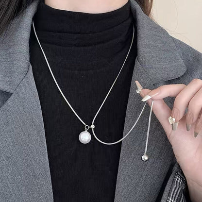 Single Pearl Drawstring Necklace