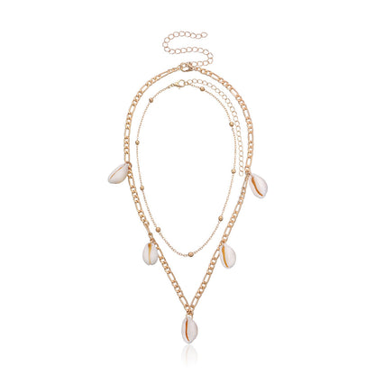 Sea Shell Pendant Bead Chain Choker Necklace