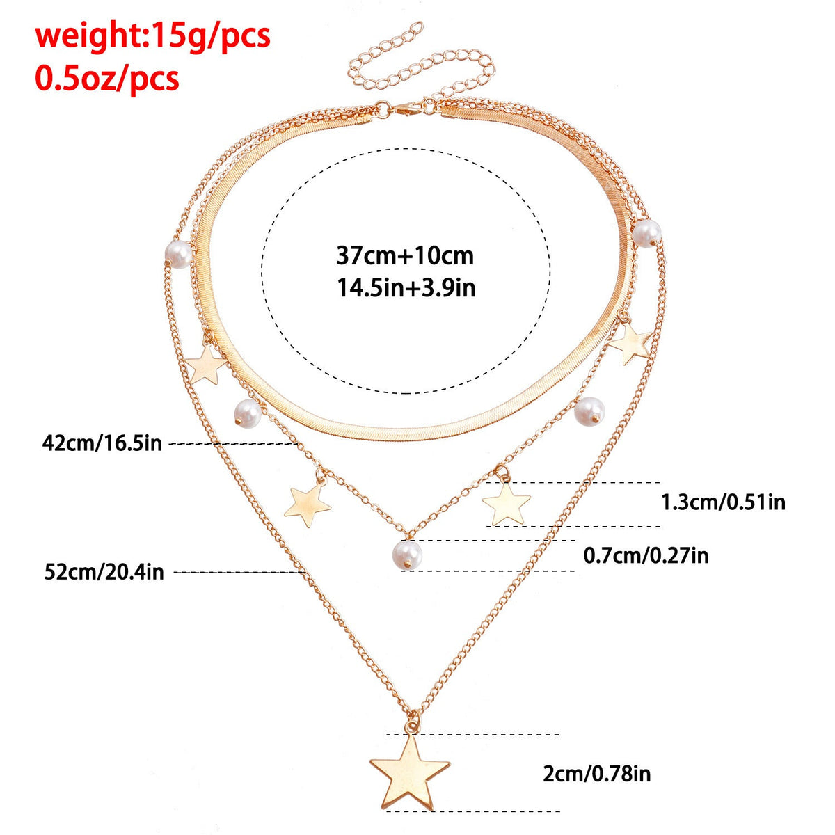 Layer Blade Chain Star Fashion Beaded Necklaces
