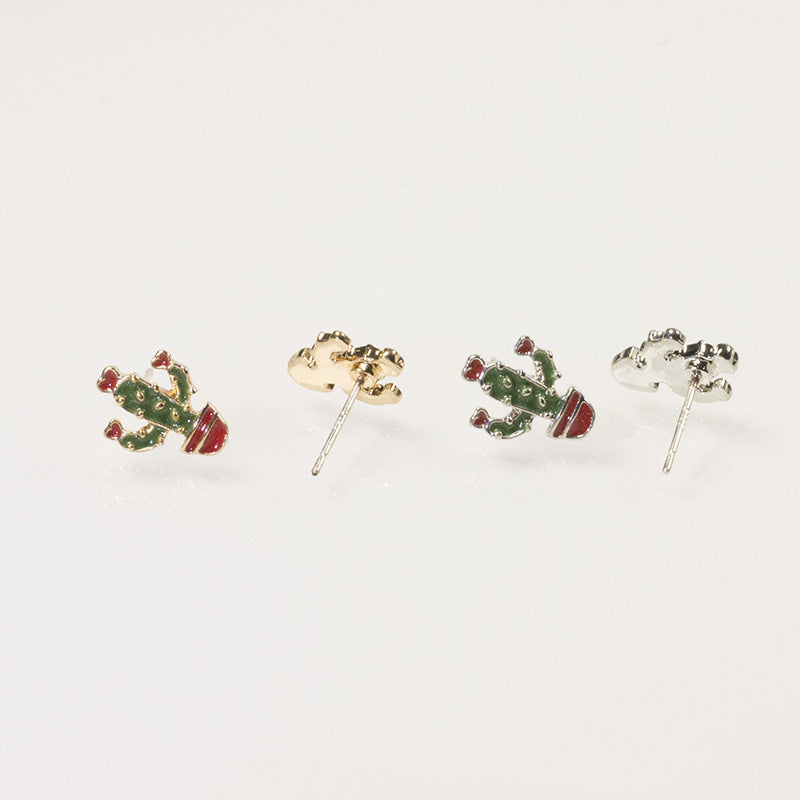 Cactus strawberry stud earrings set