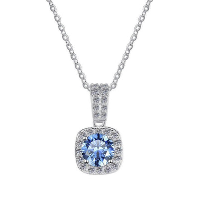 S925 Colorful Moissanite Pendant Necklace with Pavé-Set Halo & Hoop, 1ct D-Grade VVS1 Moissanite in 12 Dazzling Colors with GAR Certification