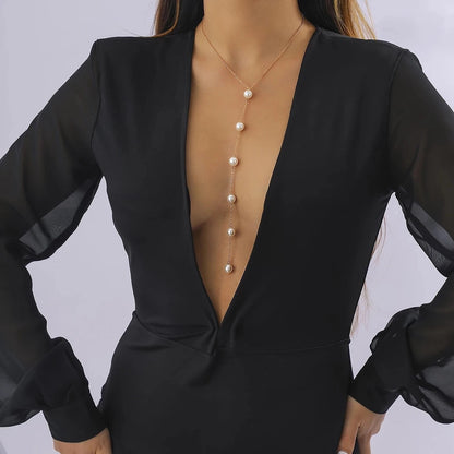 Long Pearls Pendant Necklaces for Women Sexy Tassel