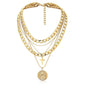 Women's Ornament Vintage Coin Thick Chain Twin Necklaces