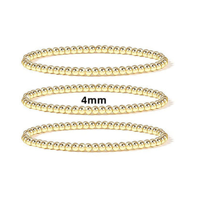Metallic Round Bead Stretch Bracelet Set