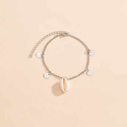 Beach Shell Pendant Circular Tassel Women Anklet Jewelry