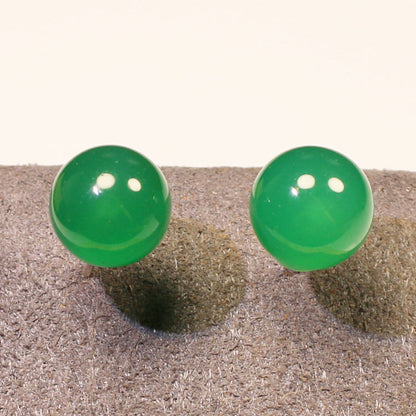 Natural Agate Stud Earrings Simple Round Bead Earrings