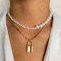 Heart Star Charm Paperclip Chain Choker Necklace Layered Lock Pendant
