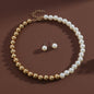 Geometric Round Metallic Beads Choker Necklace Jewelry Set