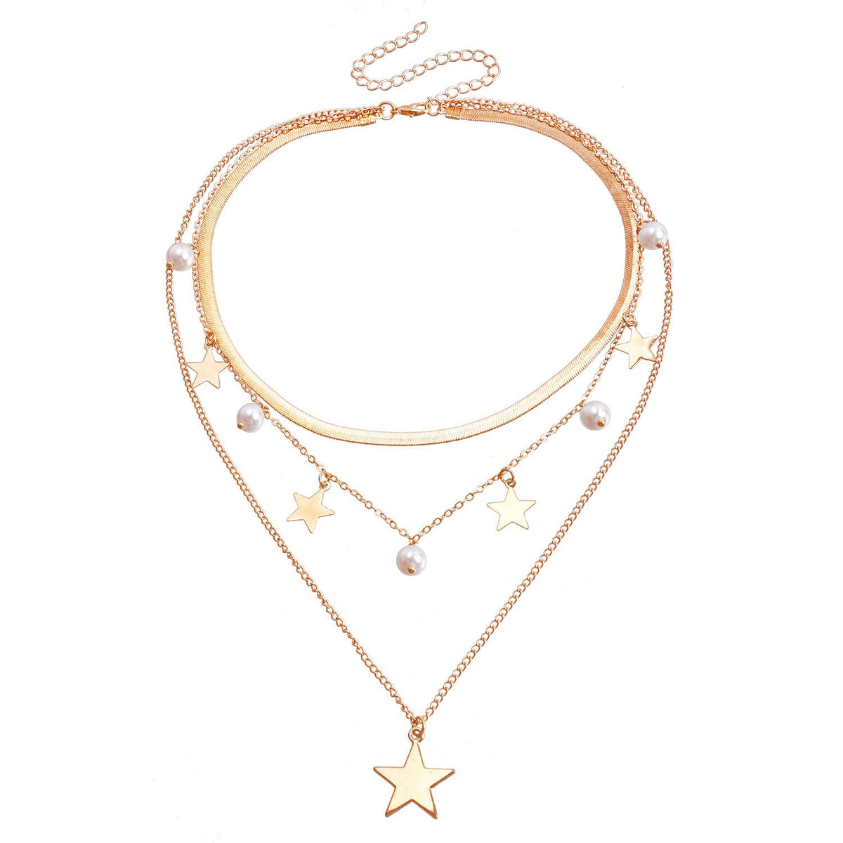 Layer Blade Chain Star Fashion Beaded Necklaces