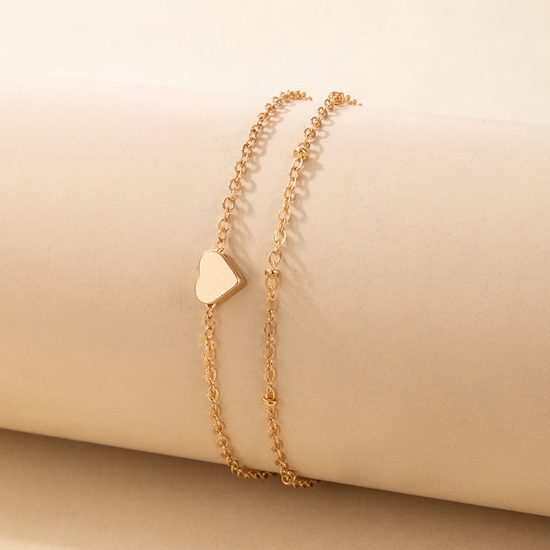 Bohemian Layered Heart Anklet Chain Summer Beach Anklets Jewelry