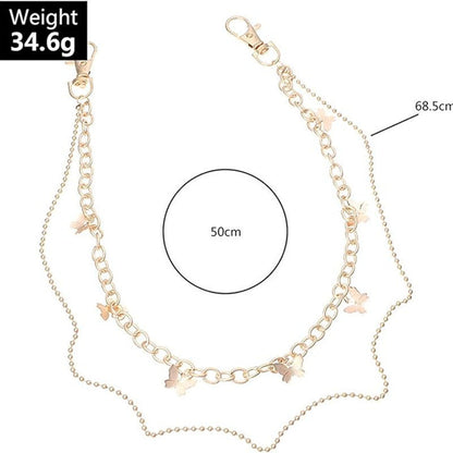 Multilayer butterfly Punk Metal Pants Waist Chain