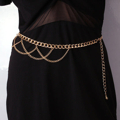 Fashion Multi Layer Belly Body Chain Bikini Metal Rave Body Waist Chain